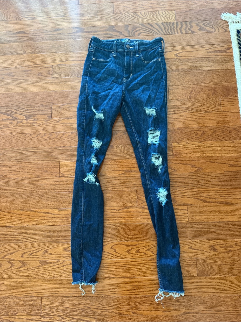 Hollister Dark Blue Distressed High-Rise Skinny Jeans